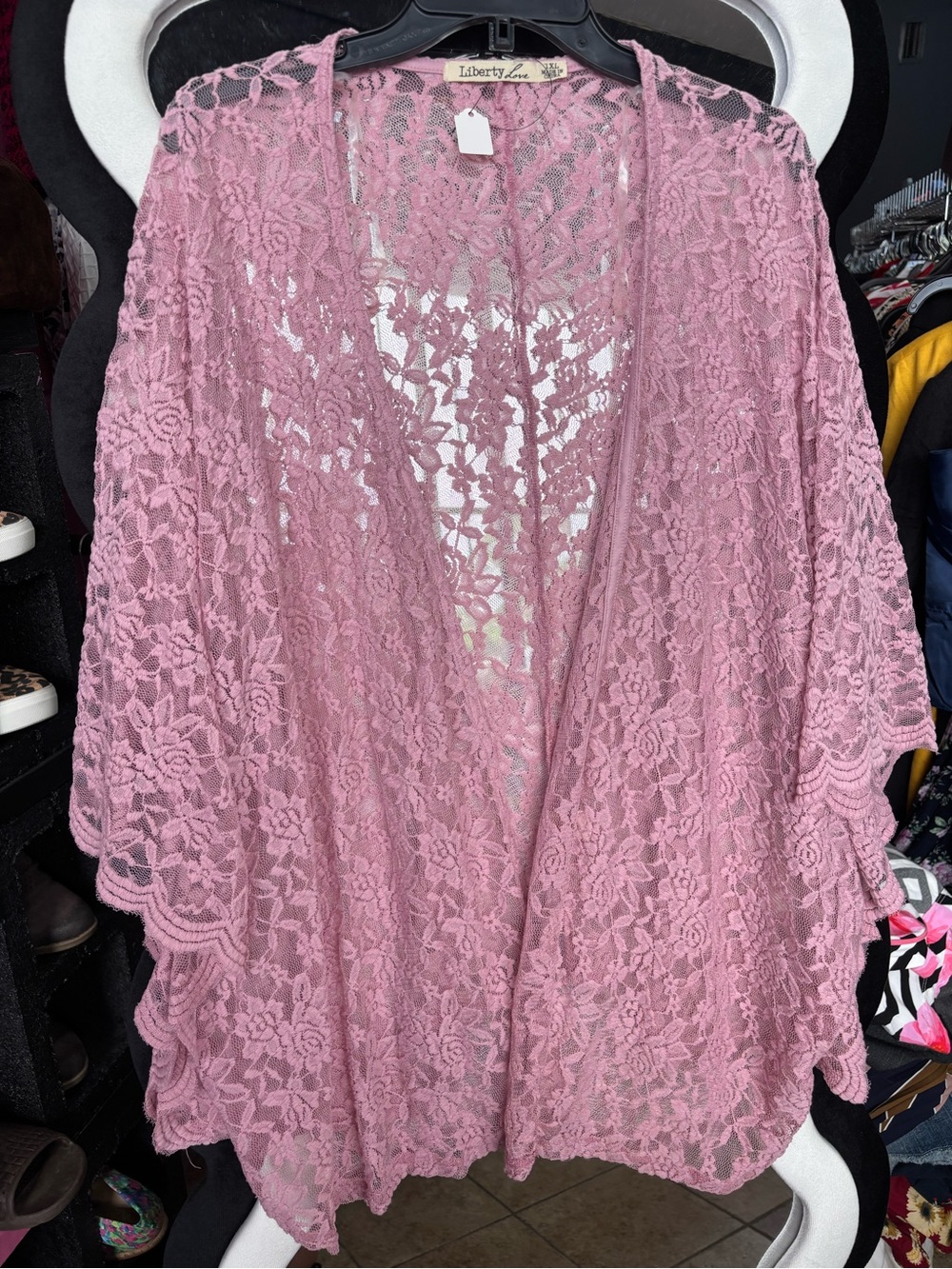 Liberty Love Dusty Rose Lace Kimono